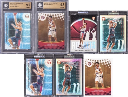 2002-03 Topps Pristine Yao Ming Serial-Numbered Rookie Card Collection (7 Different) Featuring BGS GEM MINT 9.5 & Refractor Examples!